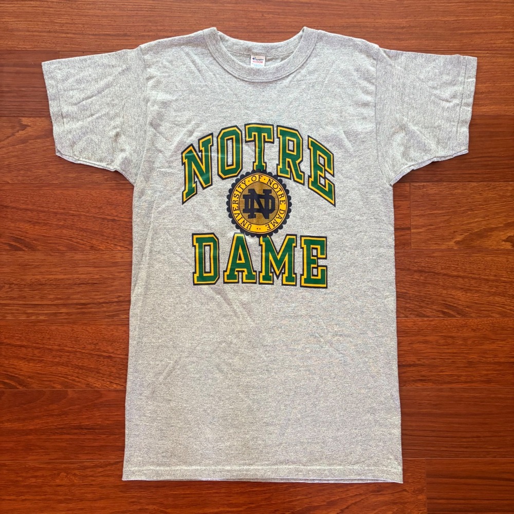 Vintage 80s Champion Notre Dame Fighting Irish T Shirt Mens Medium USA Made